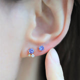 Uneven Sparkly Tanzanite Earrings
