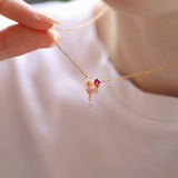 Dangling Pink Sakura Flower Necklace