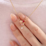 Dangling Pink Sakura Flower Necklace