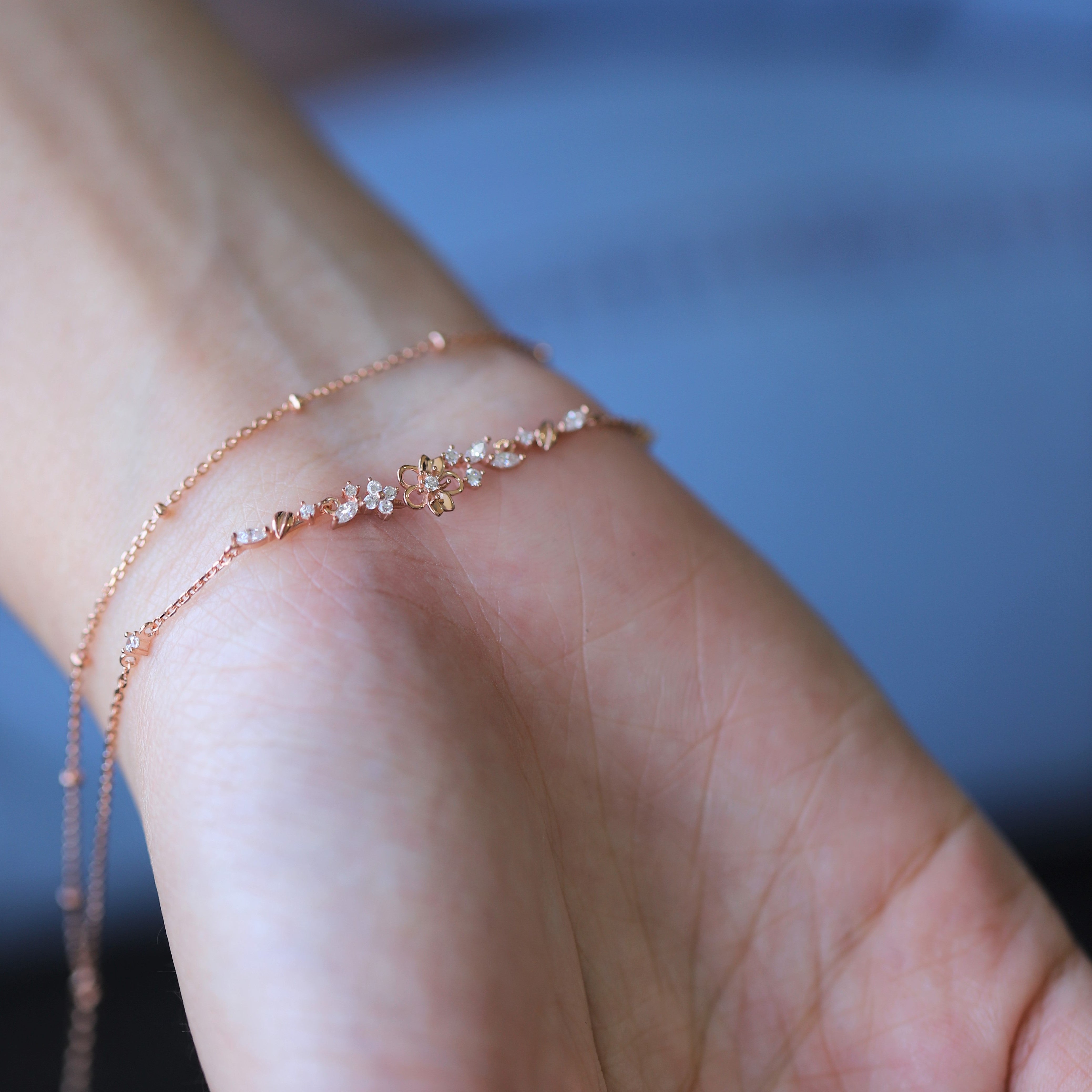 Double Layered Sakura Flower Bracelet – d'happy Makers