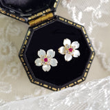 9K Gold White Sakura Earrings