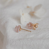 Pink Quartz Rose Ear Studs