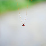Pyrope Garnet Pearly Necklace