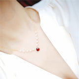 Pyrope Garnet Pearly Necklace