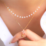 Pearly Pink Quartz Blooming Flower Necklace