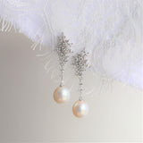 Vintage Snowflake Pearl Earrings